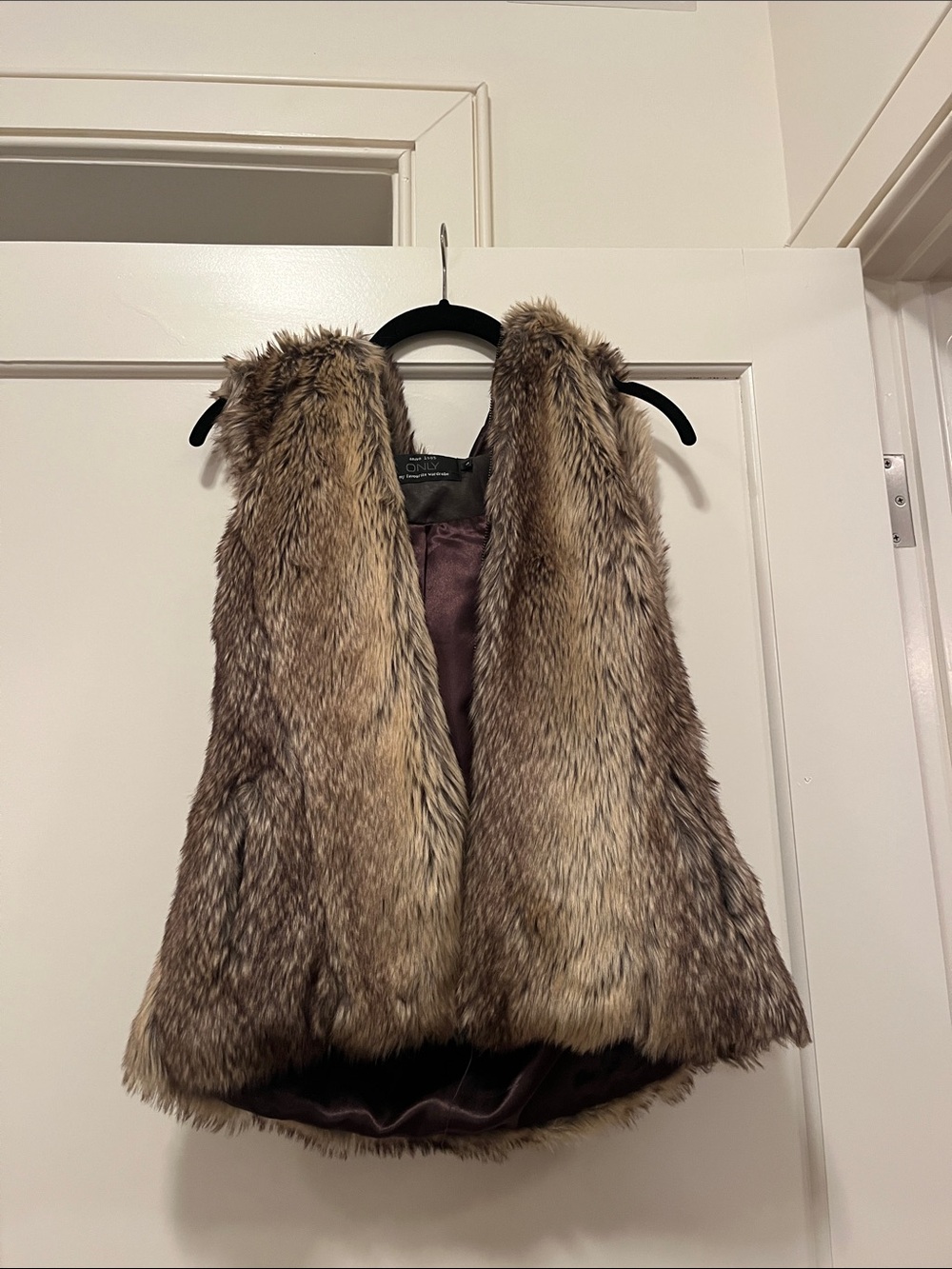 Only Faux Fur Vest in Mixed Brown Tones